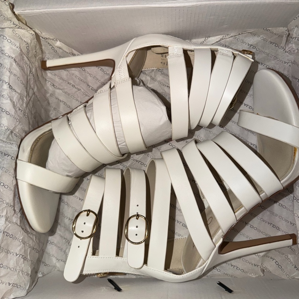 Aldo Vintage Chic White Strappy Heels